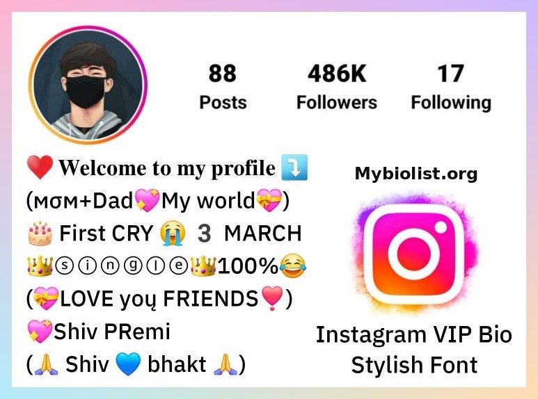 Instagram VIP Bio Stylish Font Style For Boys